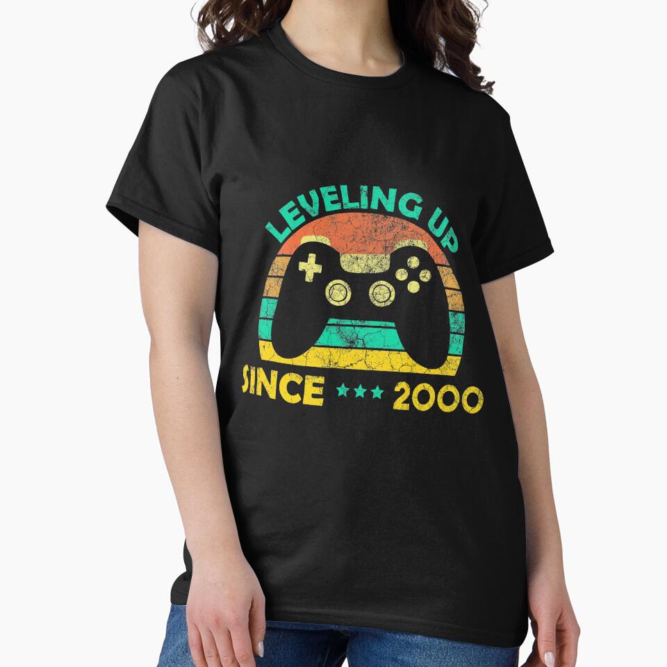 Born In 2000, Leveling Up Since 2000 Gamers Birthday Gift by Wadia Hamda