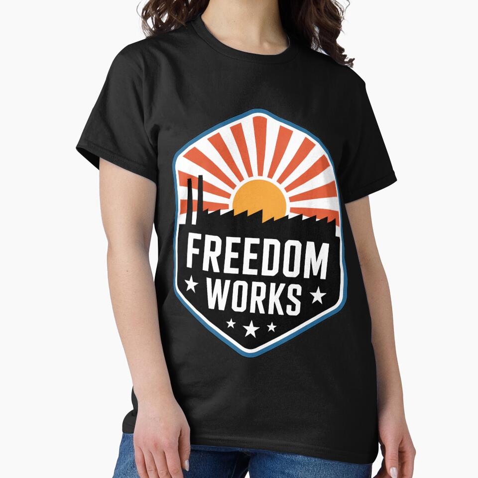 Freedom Works Vintage Patriotic Factory Emblem by OldGloryForge