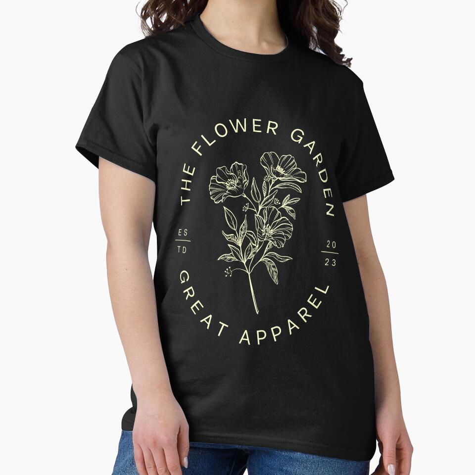 Vintage Botanical Flower Garden Aesthetic T-Shirt | Minimal Floral Line Art Nature Design by Danisrin Finds