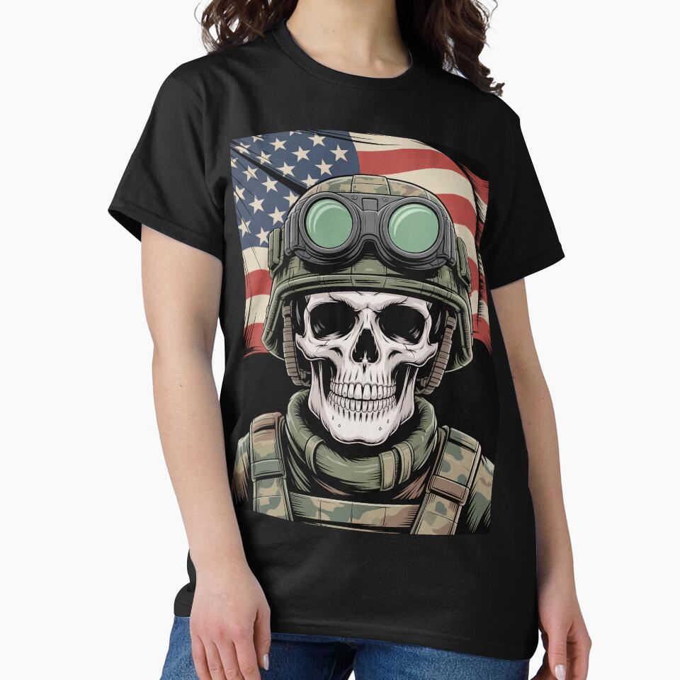 Tactical Skull and Distressed American Flag by OldGloryForge
