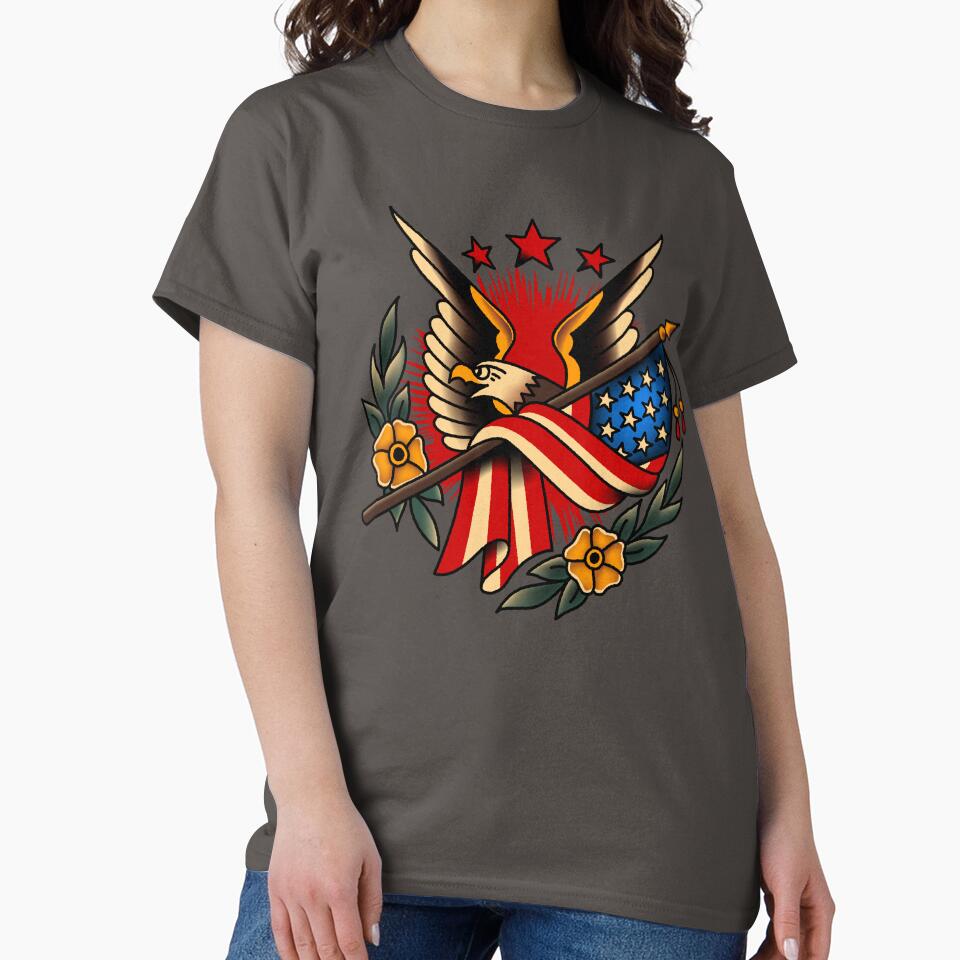 Salty-Dog American Traditional Floral Eagle and Flag Motif by salty-dog