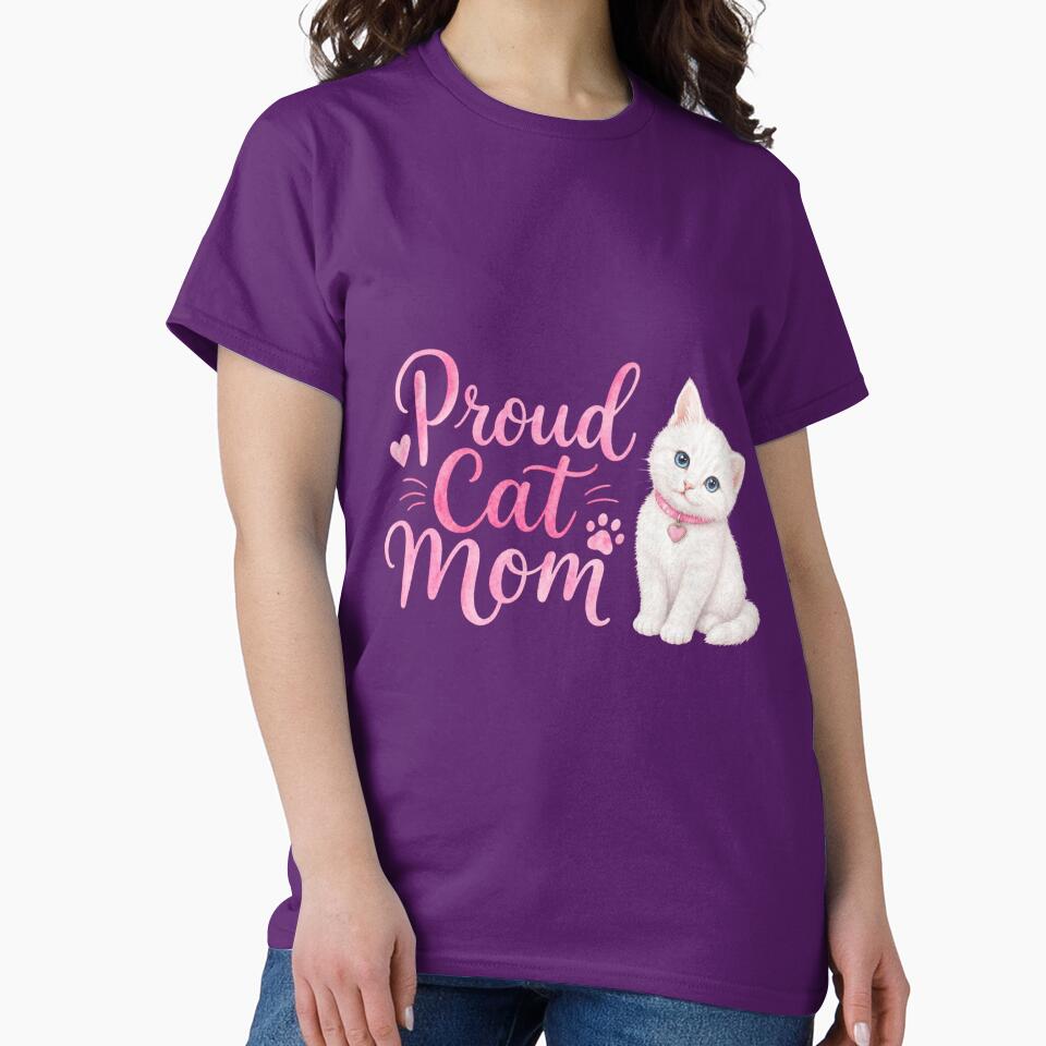 Proud Cat Mom White by Bara Lune Design