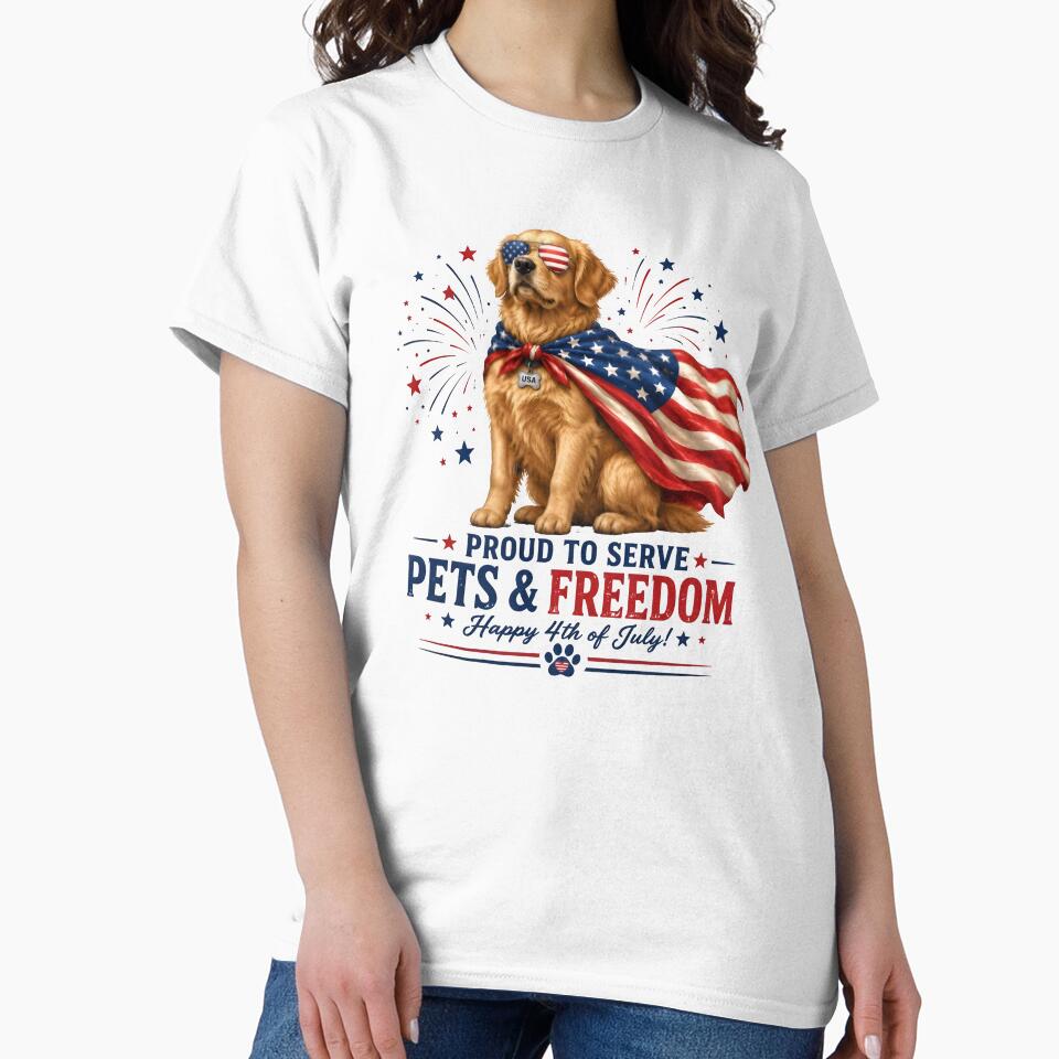 Proud To Serve Pets & Freedom – Patriotic Dog 4th of July Design by Bettybee00