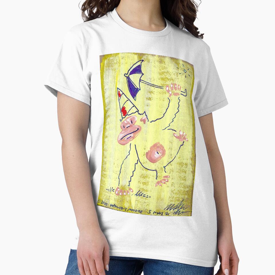 Umbrella Clown Ape on Yellow by Walter Moore