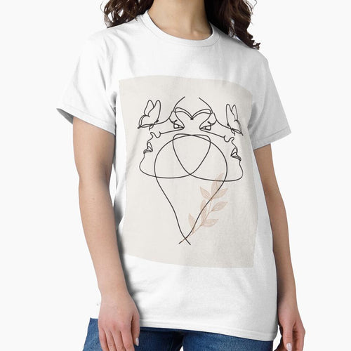 Aesthetic Abstract Woman Face With Butterfly Line Art by adoredigitals