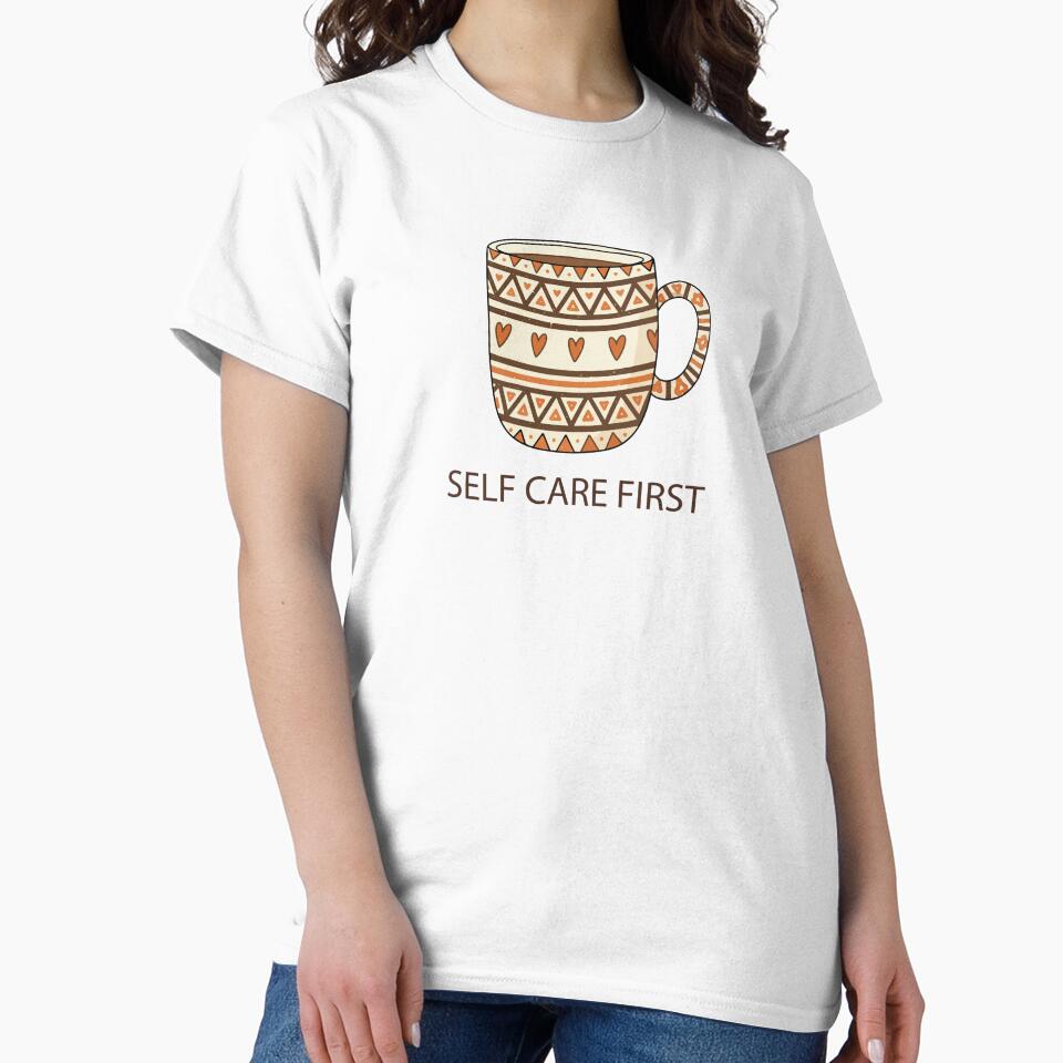 Self Care First Aesthetic Coffee Mug Art - Boho Terracotta Self Love Quote by BestChoiceService