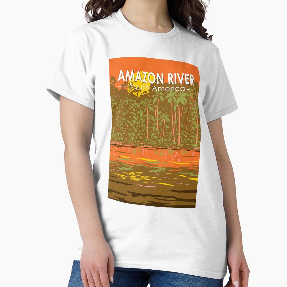 Amazon River Sunset South America Travel Art Vintage by KrisSidDesigns