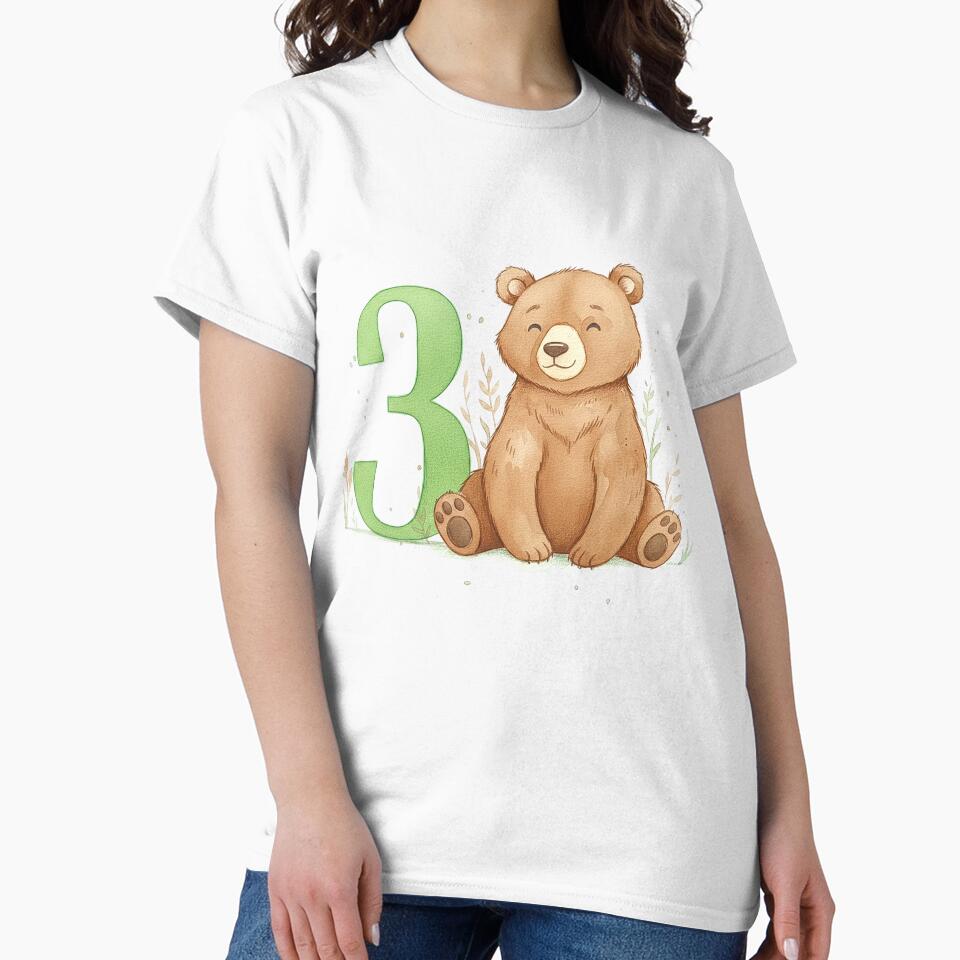 Watercolor bear with the number 3 by Motivburg