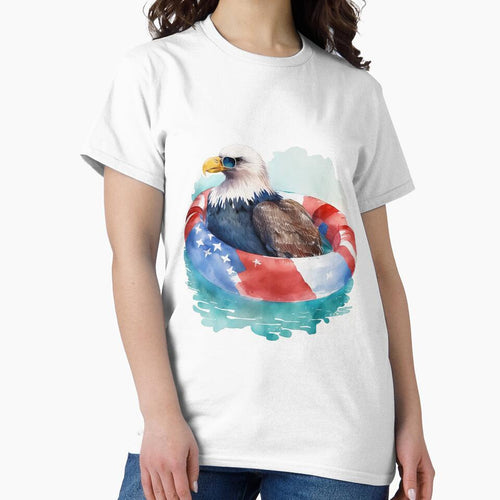 4th of July Patriotic Eagle in a Pool Floatie by Christie Cudia