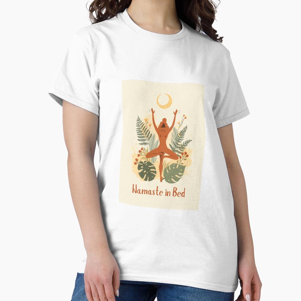 Namaste In Bed Funny Retro Yoga Botanical Design by jojodebondy