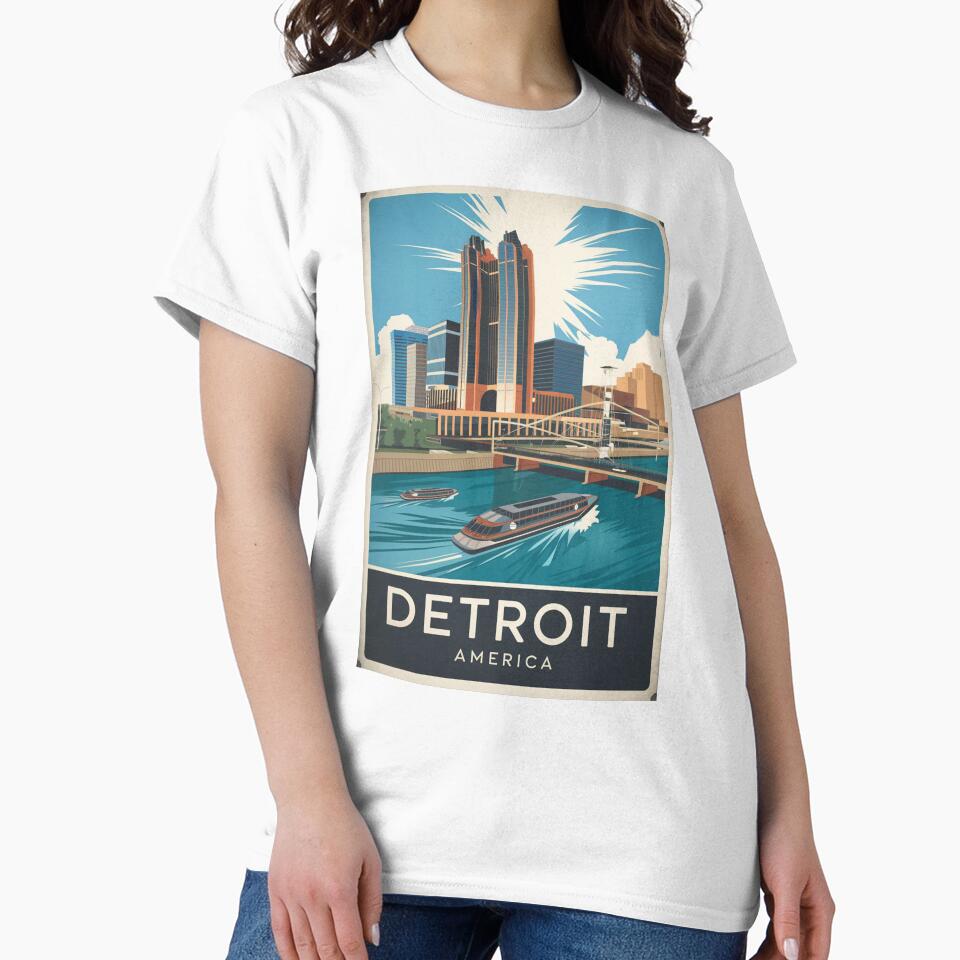 Detroit Vintage Travel Poster by TravelerRat