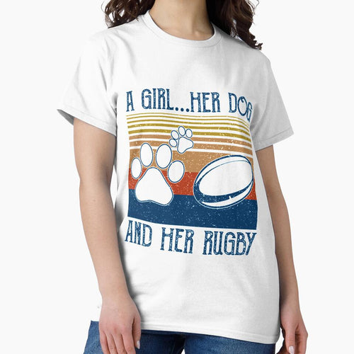A Girl Her Dog And Her Rugby Vintage For Dog Lover by gradyrigg223