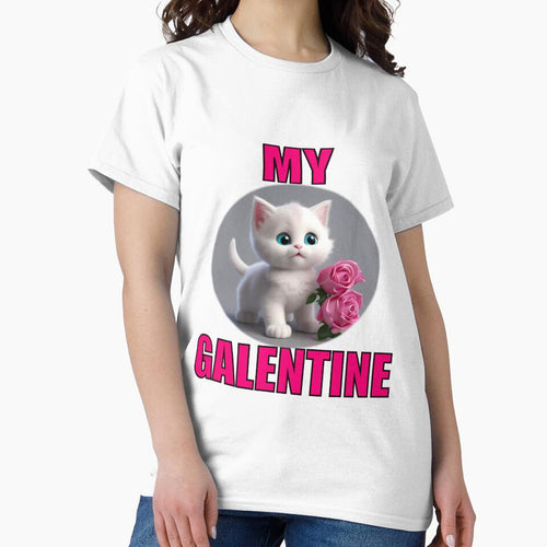 2 Pink Roses and Soft Super Cute white kitten on Galentines day and Galentines party, gift idea for Galentines day by sailorsam1805