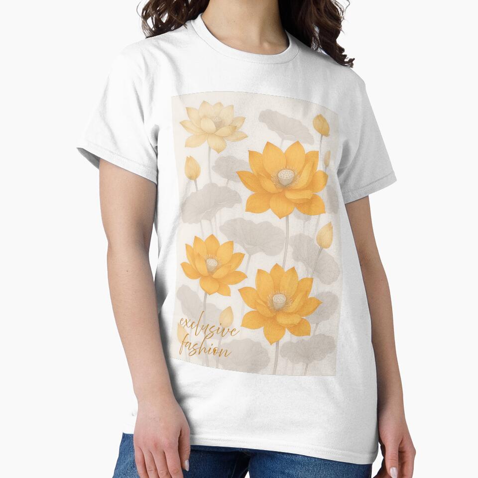 Exclusive Fashion Golden Lotus – Elegant Yellow Floral Artwork by Karszul