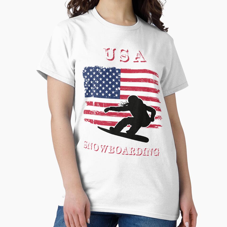 USA Snowboarding American USA Flag by R&BApparel