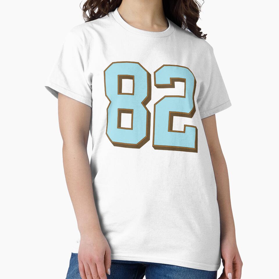 Jersey Number 82 Baby Blue with Brown Drop Shadow by jiromie