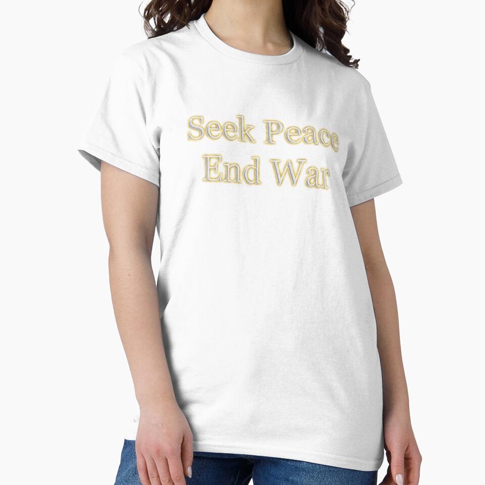 Seek Peace End War (White Angelic halo Text) by Swabcraft