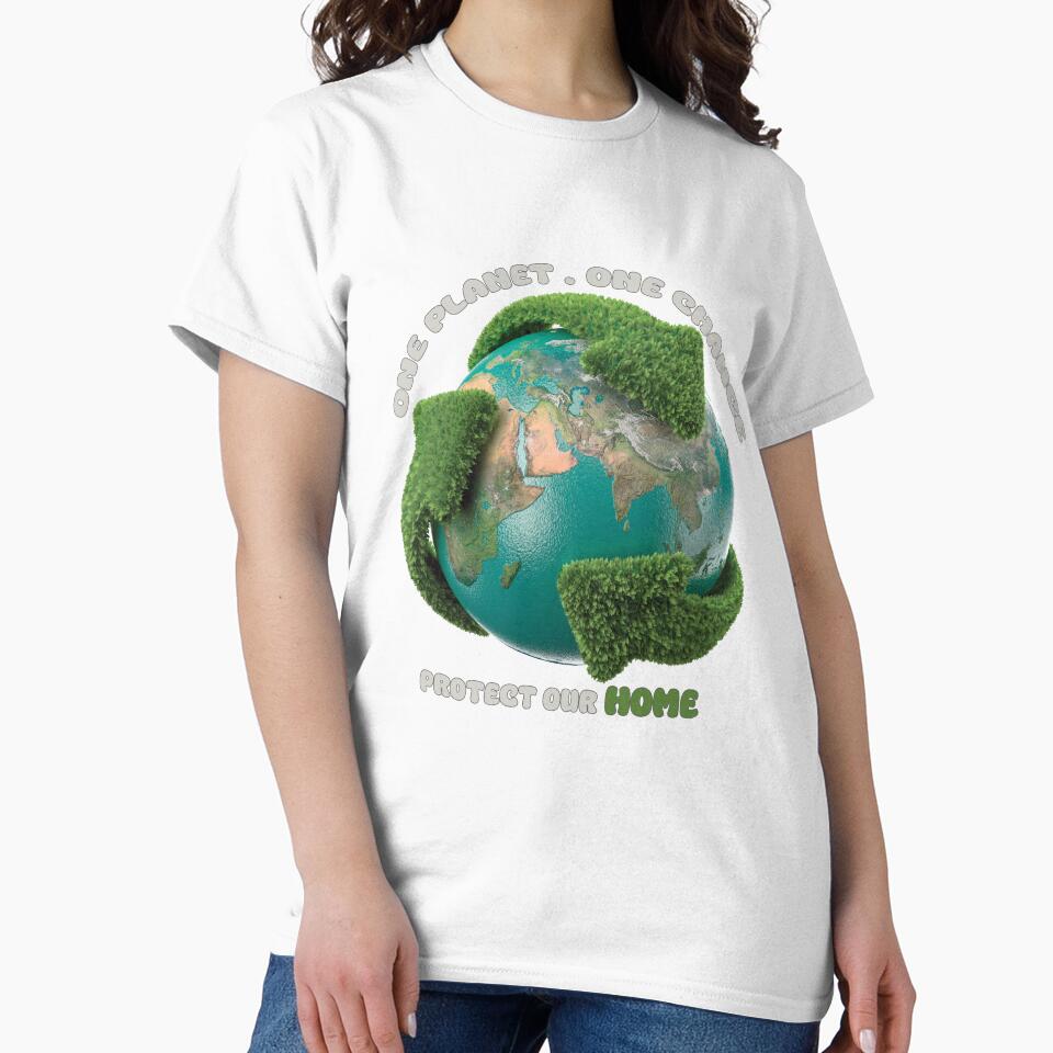 One Planet One Chance Protect Our Home Earth Day Recycle Eco Friendly T-Shirt by Elite-Store66