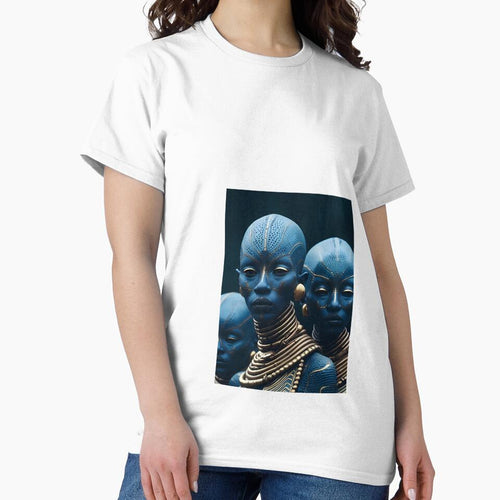 a group of blue women with gold jewelry by Dark Fantasy Store