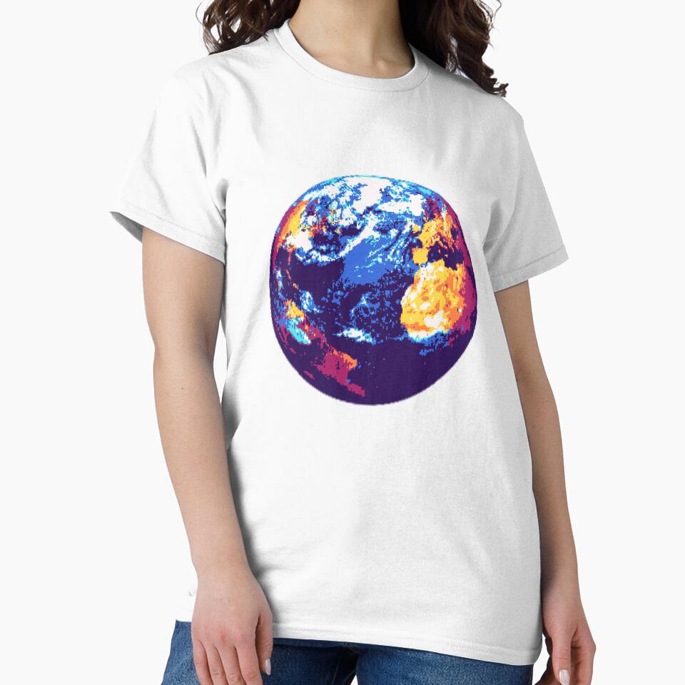Pixelated Earth (Blue) by Planetation