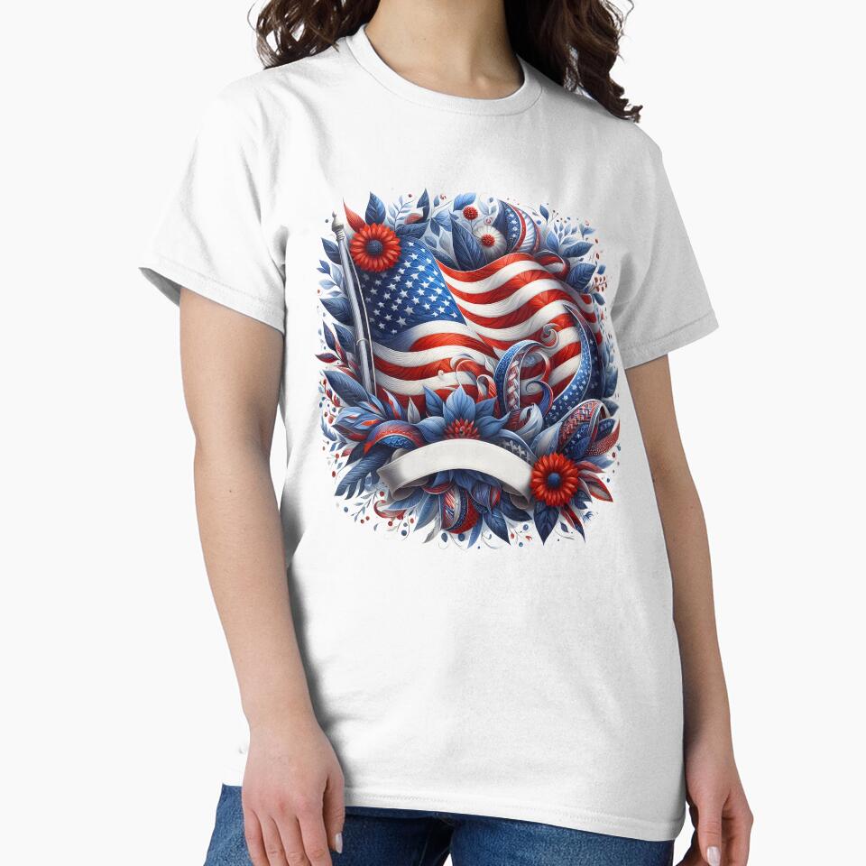 Patriotic Eagle & American Flag Floral Emblem | USA Freedom Artwork by socozora