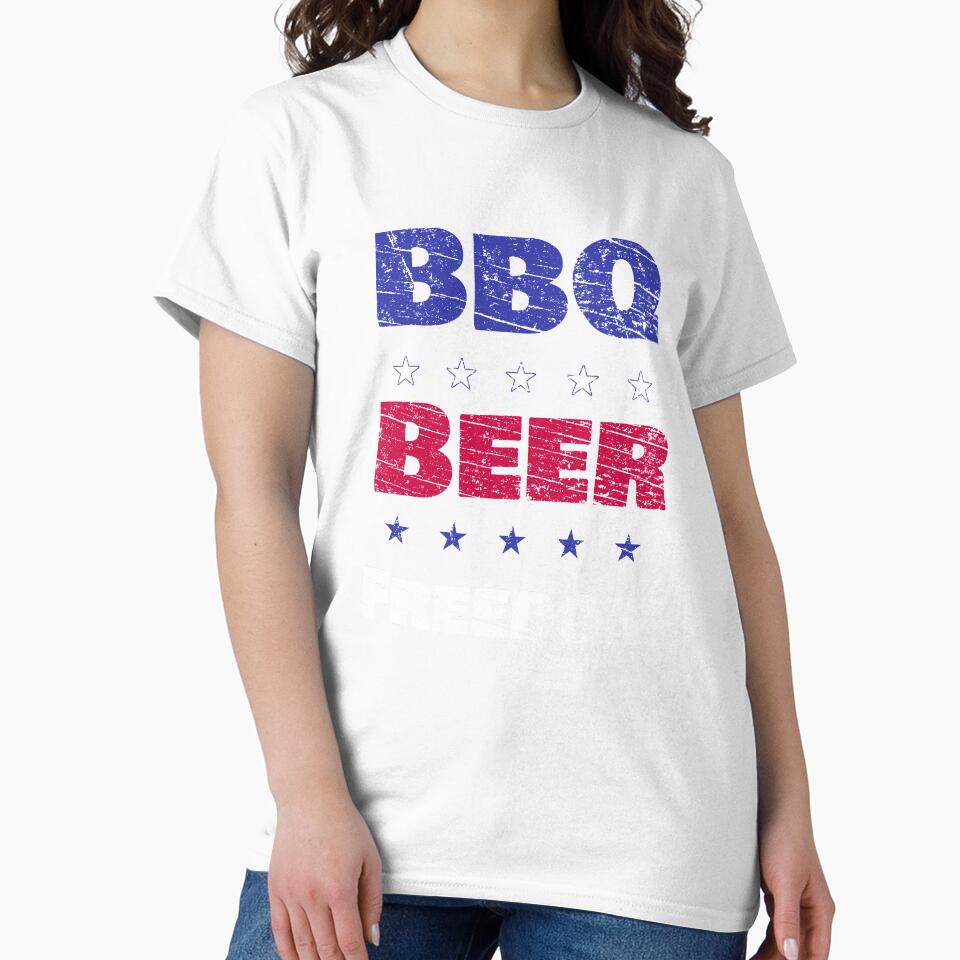 BBQ Beer Freedom Cool Patriotic Design Vintage American National Flag Colors Souvenir by FunnySunny T-Shirts
