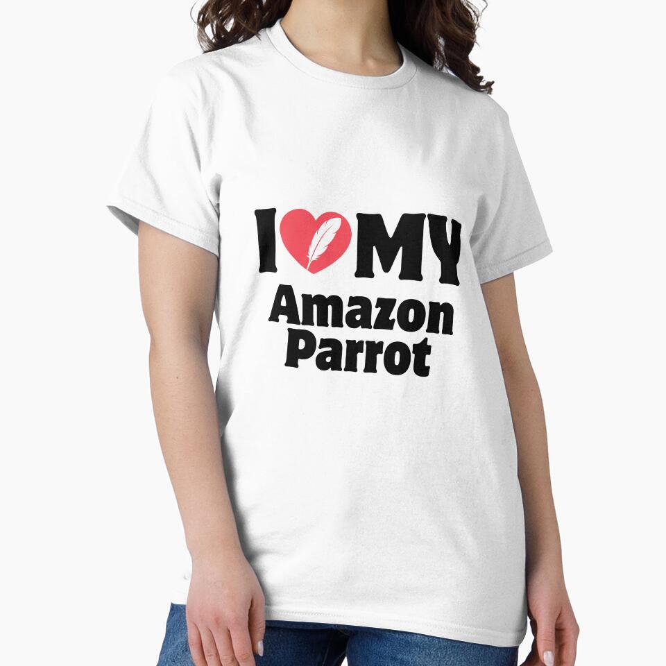 Heart Icon Simple Typography I Love My Amazon Parrot by LoviqueLab