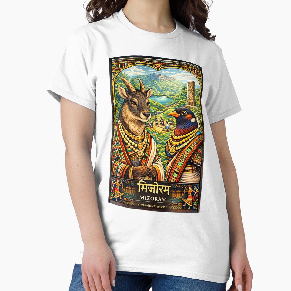 Mizoram T-Shirt | Heritage Serow & Mrs. Hume's Pheasant Art | IndianStateChronicles by freezed-frames