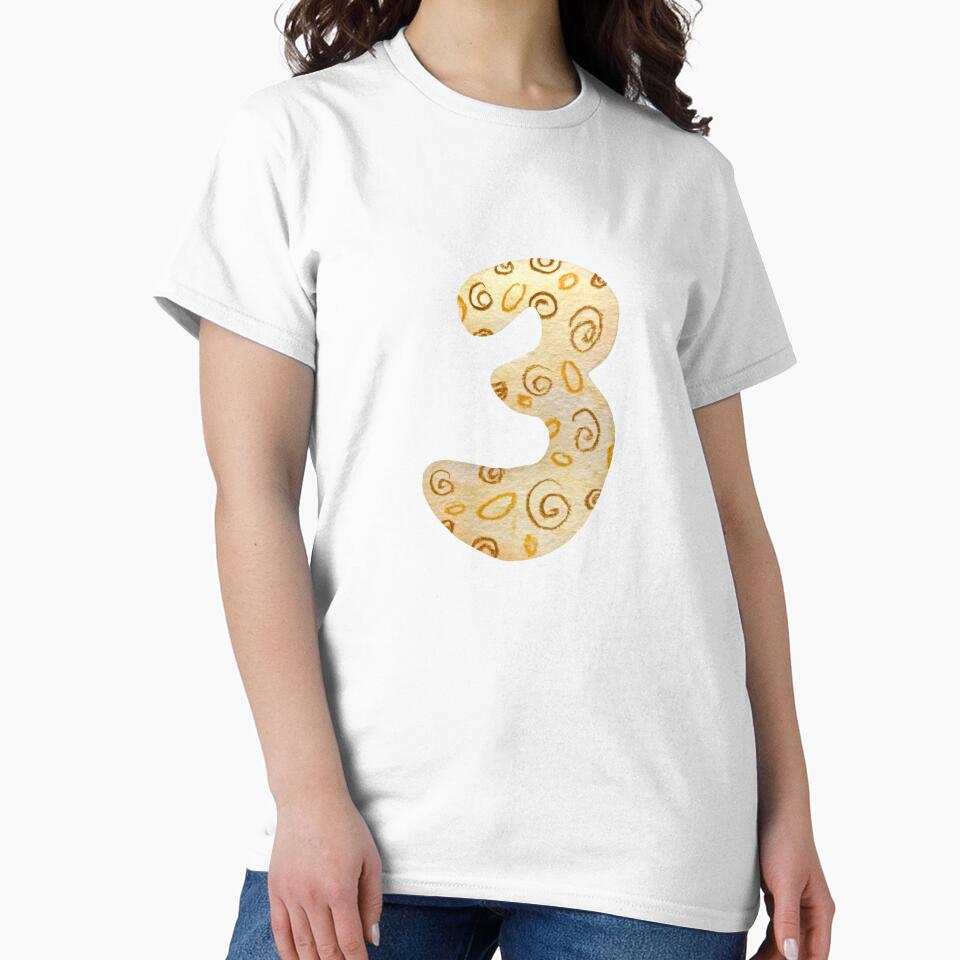 Number three figure beige textured a watercolor by Yana Mustafina | Boho Soulful Designs