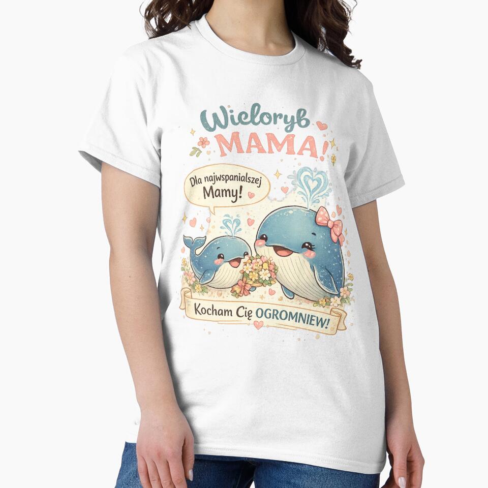 Cute Whale Mom Love Design – Funny Mother’s Day Whale Illustration by MariMarArt