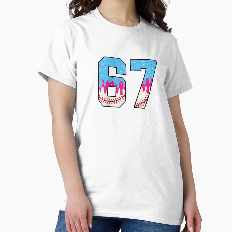 Baseball Drip Number 67 Player Ice Cream Drip 67Th Birthday Raglan Baseball by grumpzara