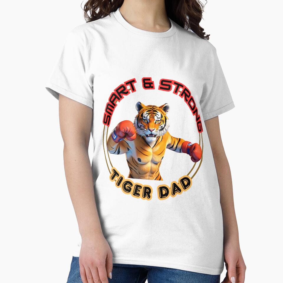Smart and Strong boxing Tiger Dad, Gift for Father's day, gift for Dad's birthday by RoseAIArtRhythm