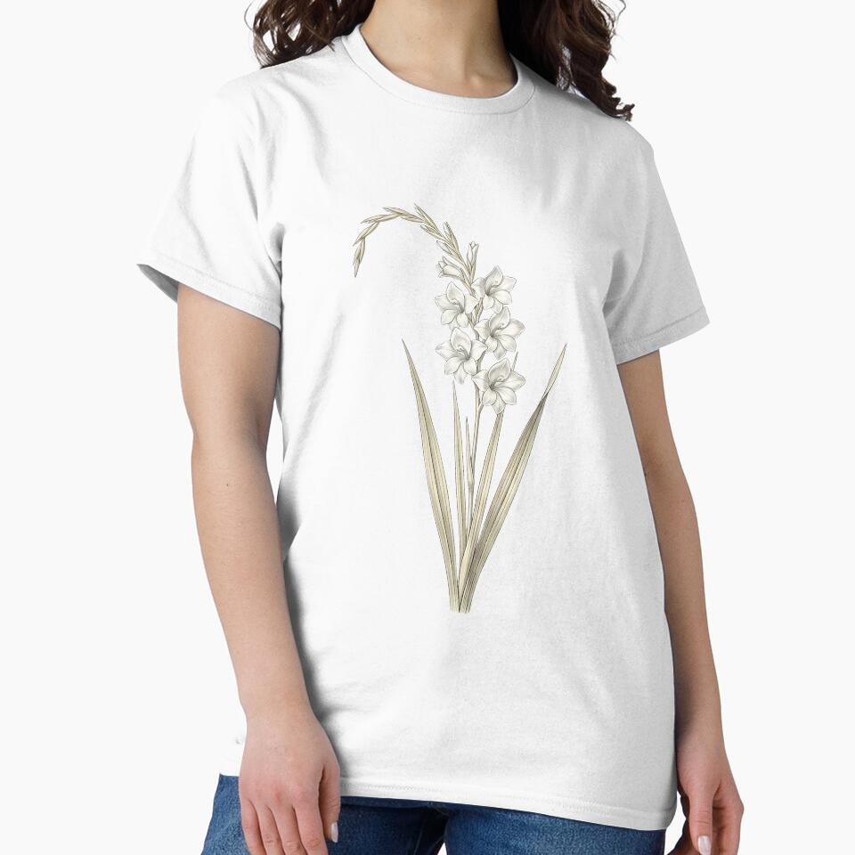 Vintage White Gladiolus - Elegant Botanical Sword Lily Art Png by Atlasoloji
