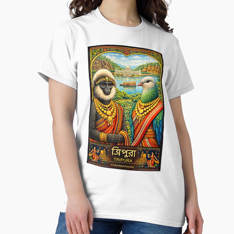 Tripura T-Shirt | Heritage Phayre'S Langur & Green Imperial Pigeon Art | IndianStateChronicles by freezed-frames