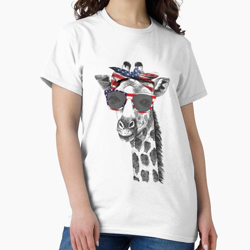 4th of July Patriotic Giraffe American USA Flag by zahra369der
