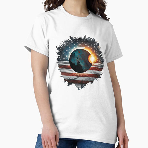 2024 Total Solar Eclipse Patriotic USA by The Junto Shop