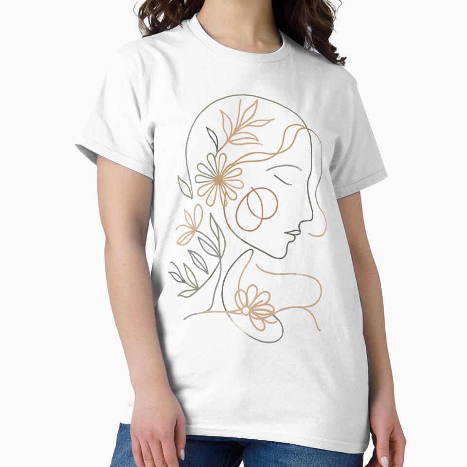 Abstract minimalist woman face line art Floral Flower Artsy Fashion by CG Studio