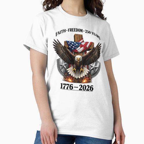250 Years of Freedom, 1776 - 2026 Eagle Patriotic, Eagle July, Patriotic Christian Eagle Cross, 4th of July by NicowrmSArt