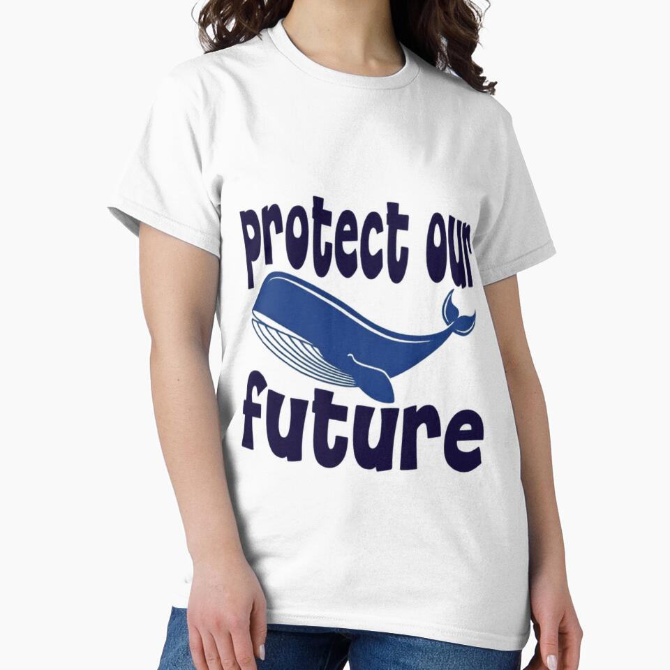 Protect Our Future Whale Minimal Blue Illustration by SkeletonsDanger