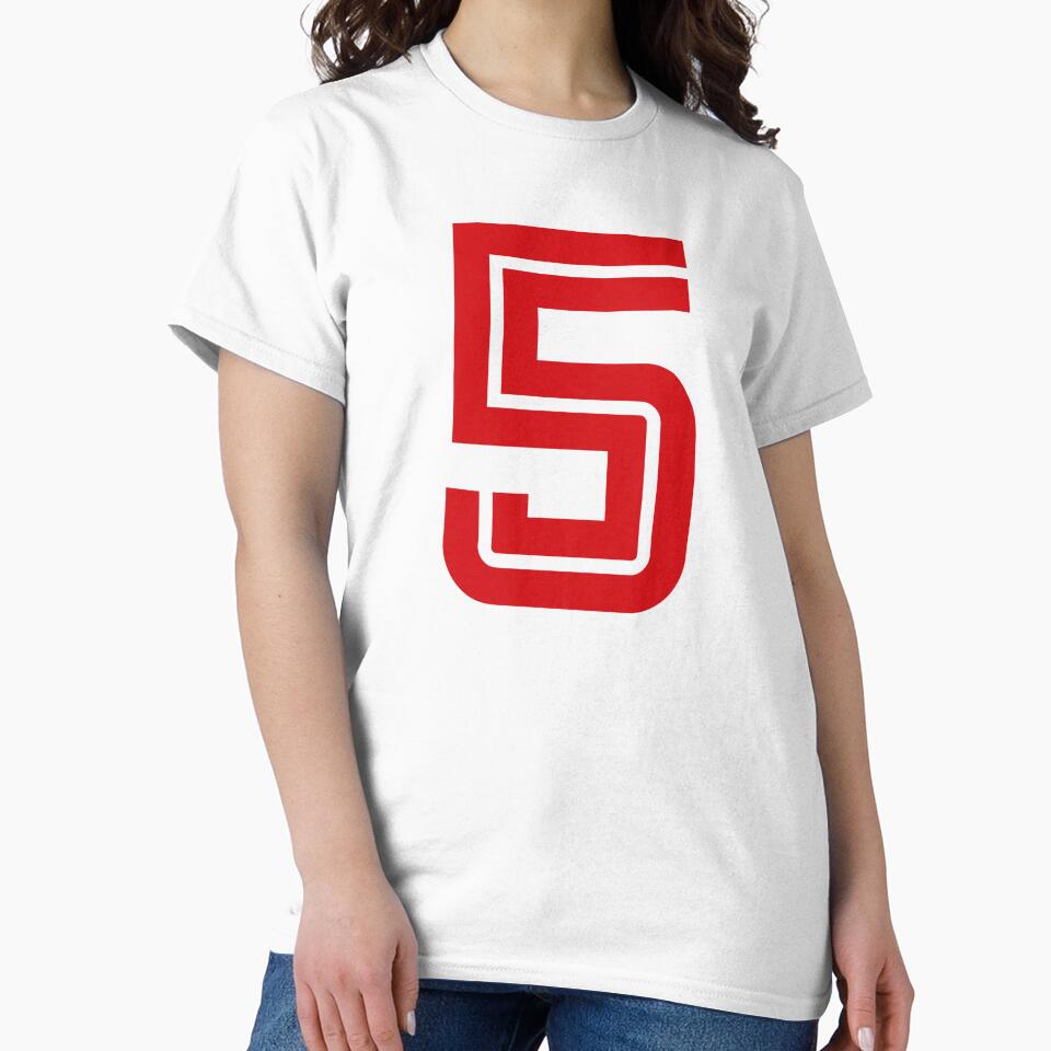 No. 5 / Player Number Five / Football Player Number 5 (Red on Black) by STUDIO-72