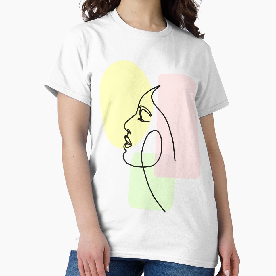Beautiful Face Single Line Minimalist Art by Shapes-Mania