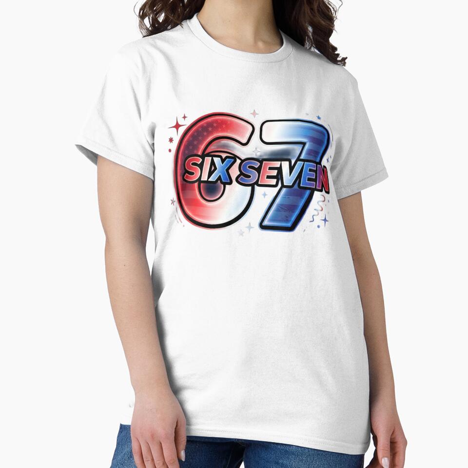 67 SIX SEVEN – Retro USA Gradient Typography T‑Shirt by ShirtsUp-Lane