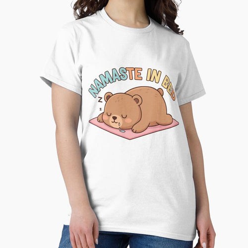 "Namaste In Bed" Funny Lazy Bear Graphic - Yoga Pun Art - Cute Nap Time Humor by BestChoiceService