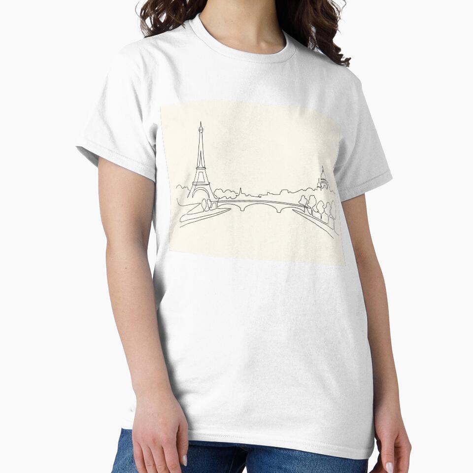 Minimalist Paris Skyline Continuous Line Art by PixorStudio
