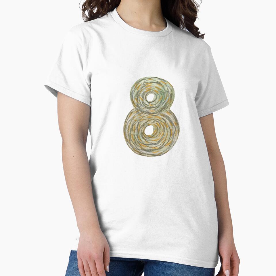 Number eight textured green a watercolor sketch black by Yana Mustafina | Boho Soulful Designs