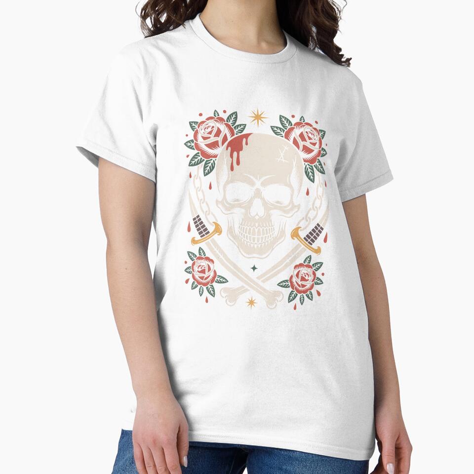 Skull and Crossbones Roses Pirate Style Skull Lover Gift by Say It With Ink