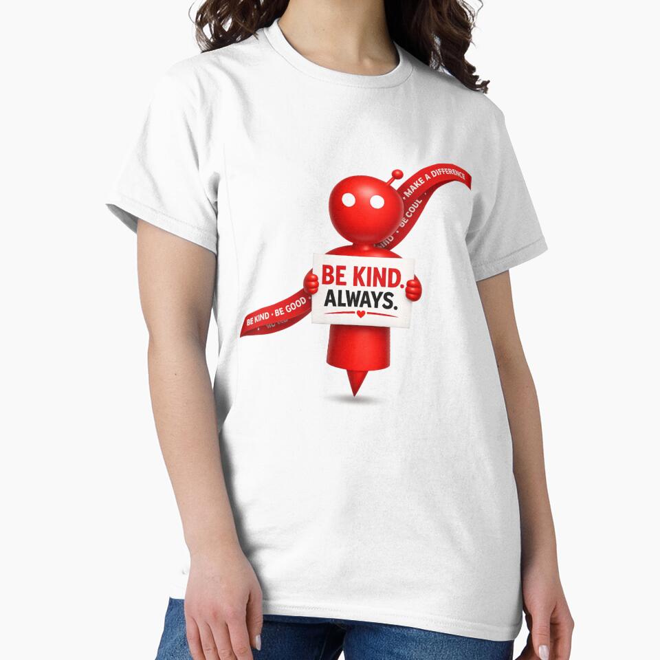 Be Kind Always Red Robot T-Shirt | Cute 3D Inspirational PNG Design by Saeed  Ahmad
