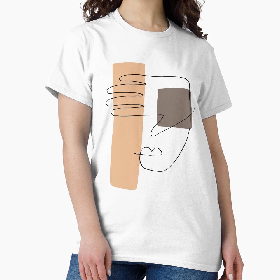 Abstract Face With Shapes - One Line Art by TheRedFinch
