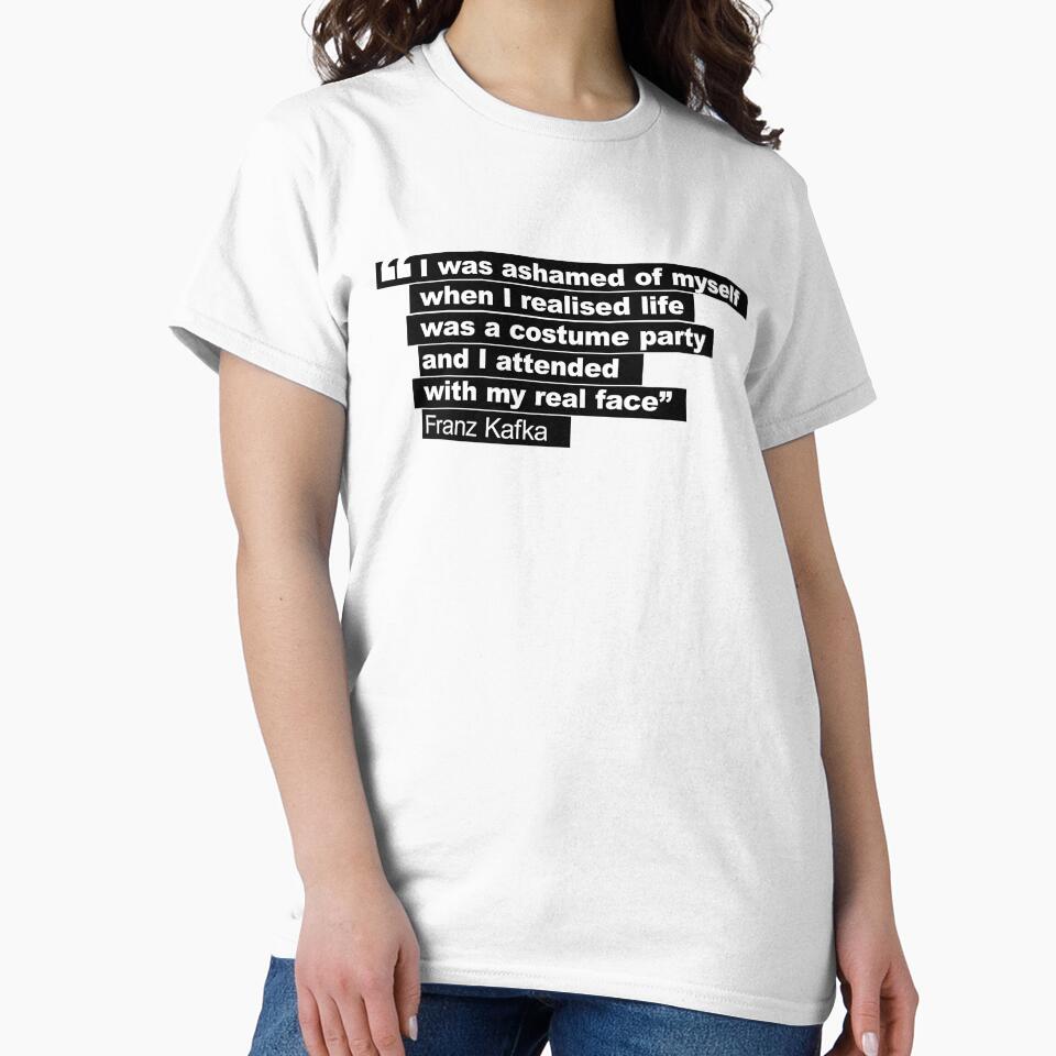 Franz Kakfa quote I realised life was a costume party and I attended with my real face retro 80s style black and whiteHD ONLINE STORE by bard-art