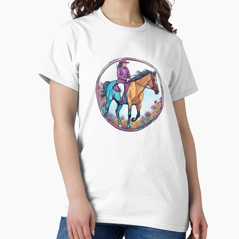 Amazon Woman on Horse in Flowers by Aquillashop